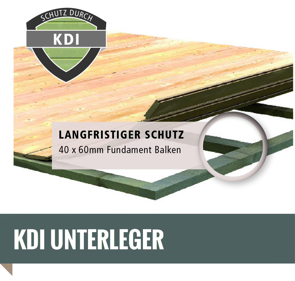 Karibu Saunahaus Cuben mit Vorraum als Gartensauna aus Massivholz im Garten mit Glasfront