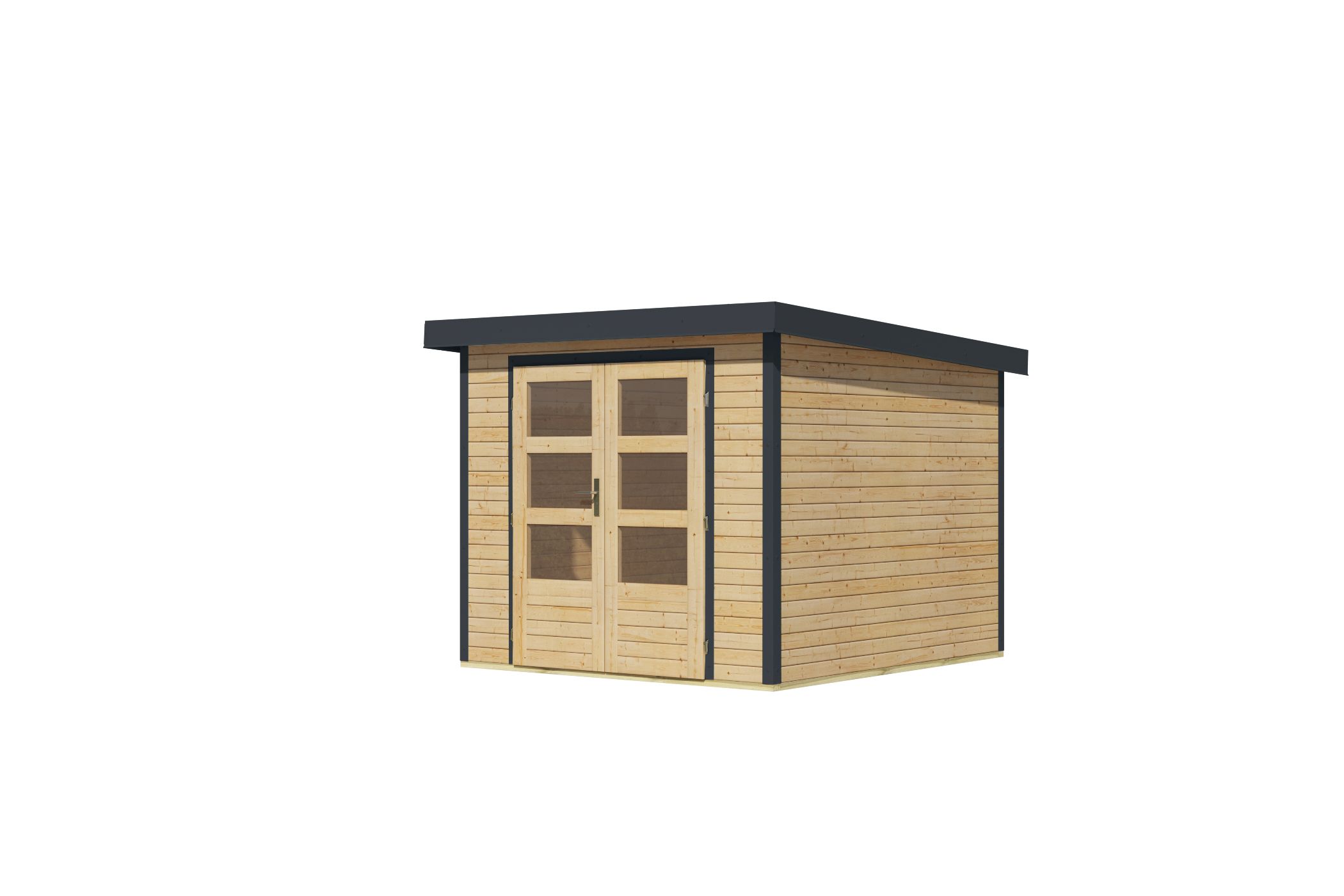 Karibu Gartenhaus Holz & Metall Jupiter 3,5 in Naturbelassen mit Metall in Anthrazit, Freisteller