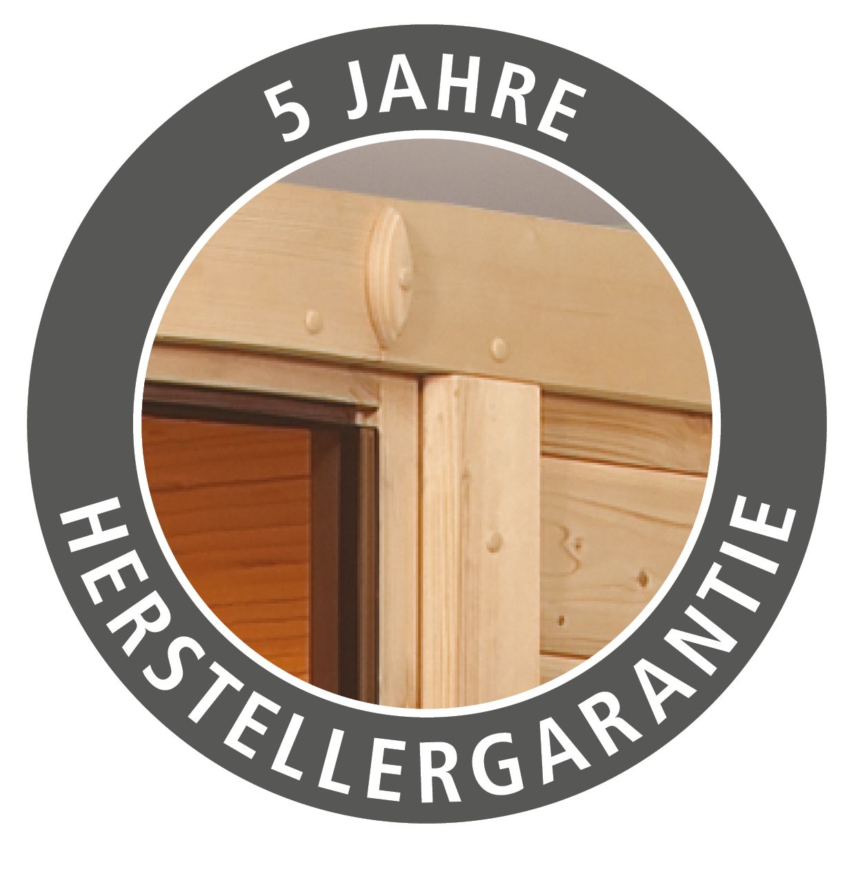 Karibu Saunahaus Cuben mit Vorraum als Gartensauna aus Massivholz im Garten mit Glasfront