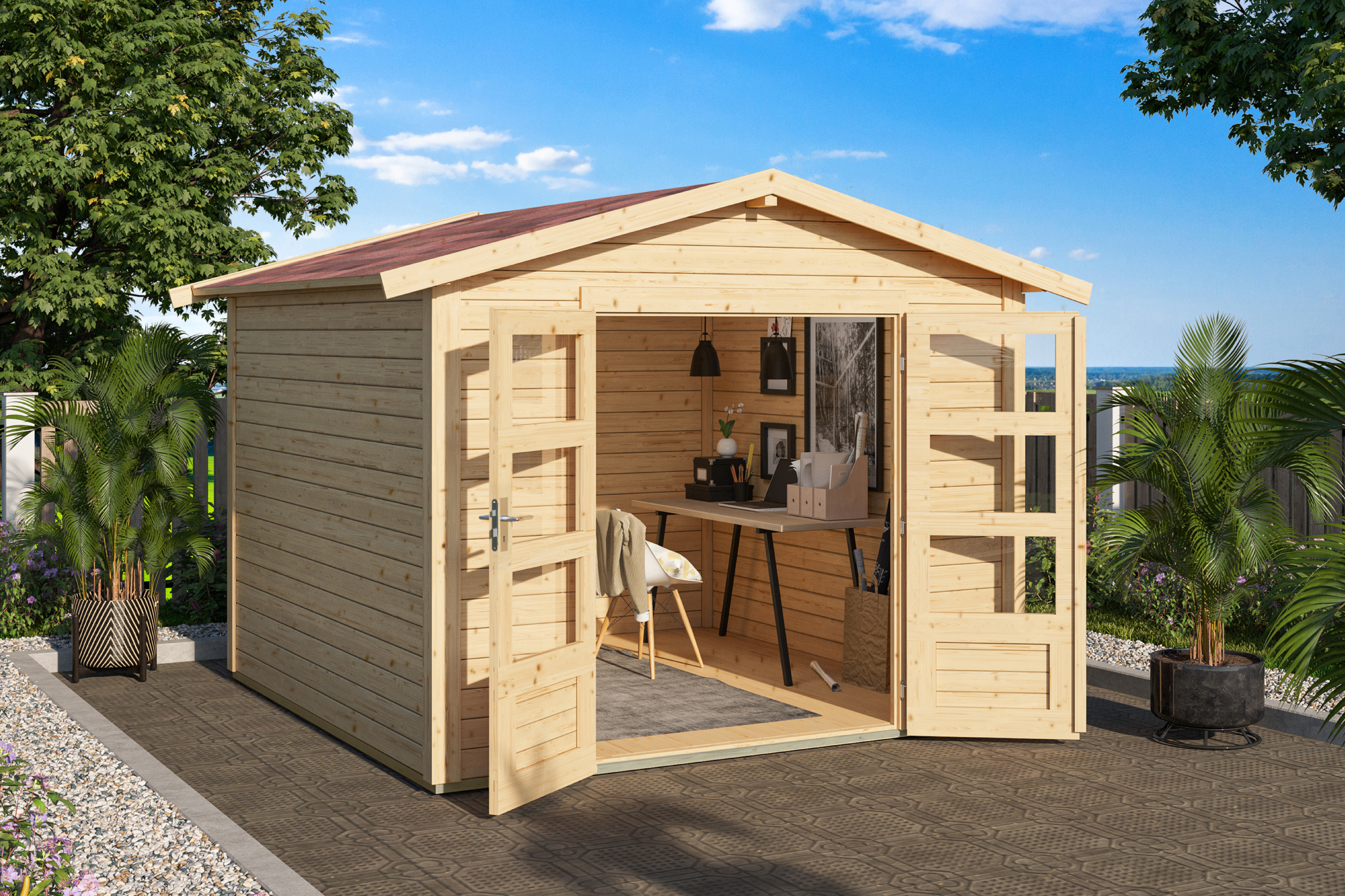 Karibu Gartenhaus Talkau 6 in Naturbelassen im Garten
