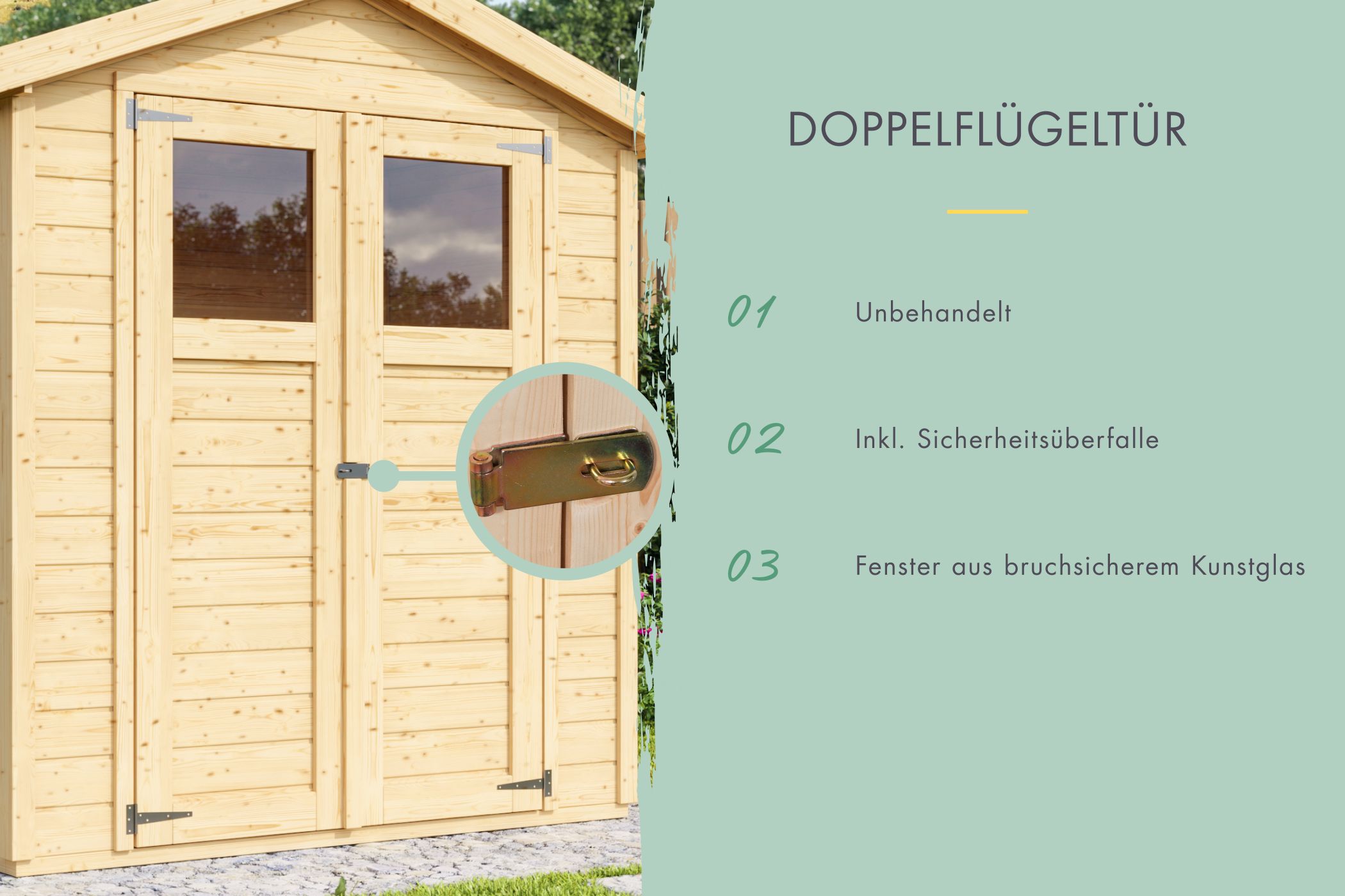 Detailansicht der Karibu kleines Gerätehaus Dahme 0
