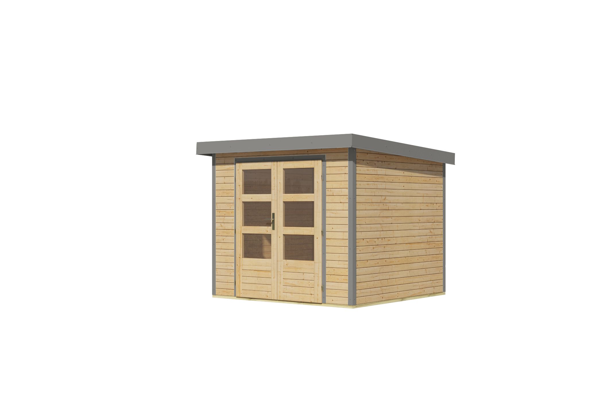Karibu Gartenhaus Holz & Metall Jupiter 3 in Naturbelassen mit Metall in Graualuminium, Freisteller