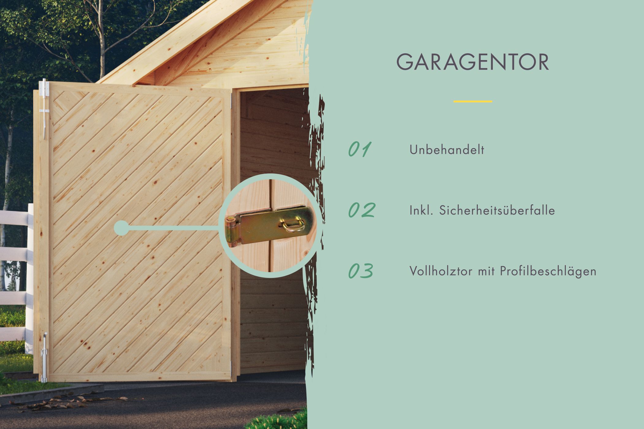 Detailansicht der Karibu Blockbohlengarage mit