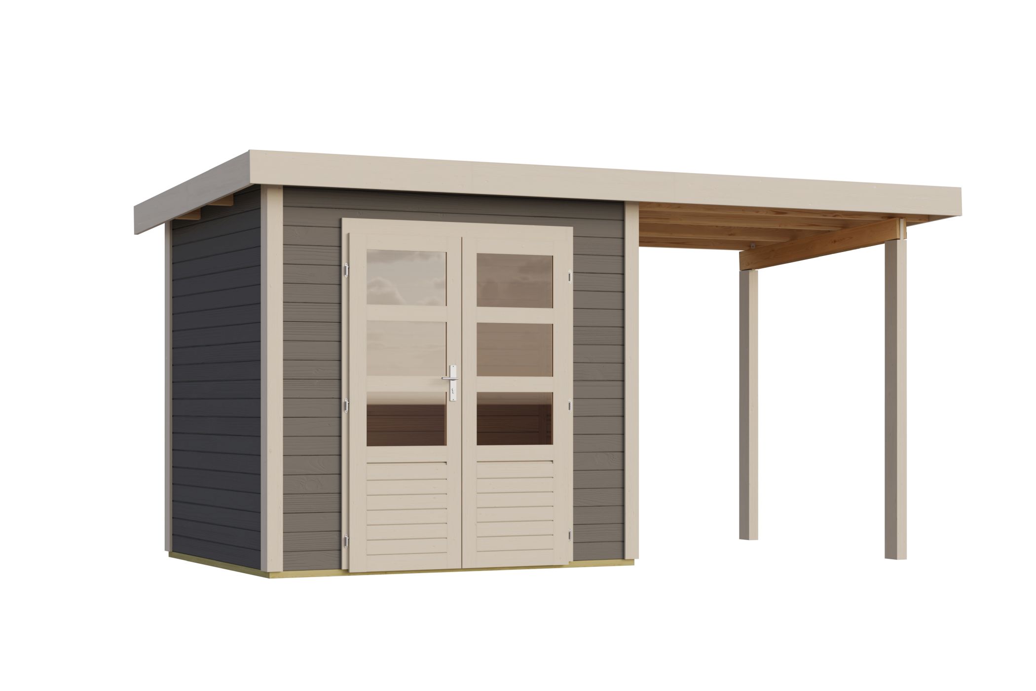 Karibu Gartenhaus Kolbin 2 XXL in Terragrau, Freisteller