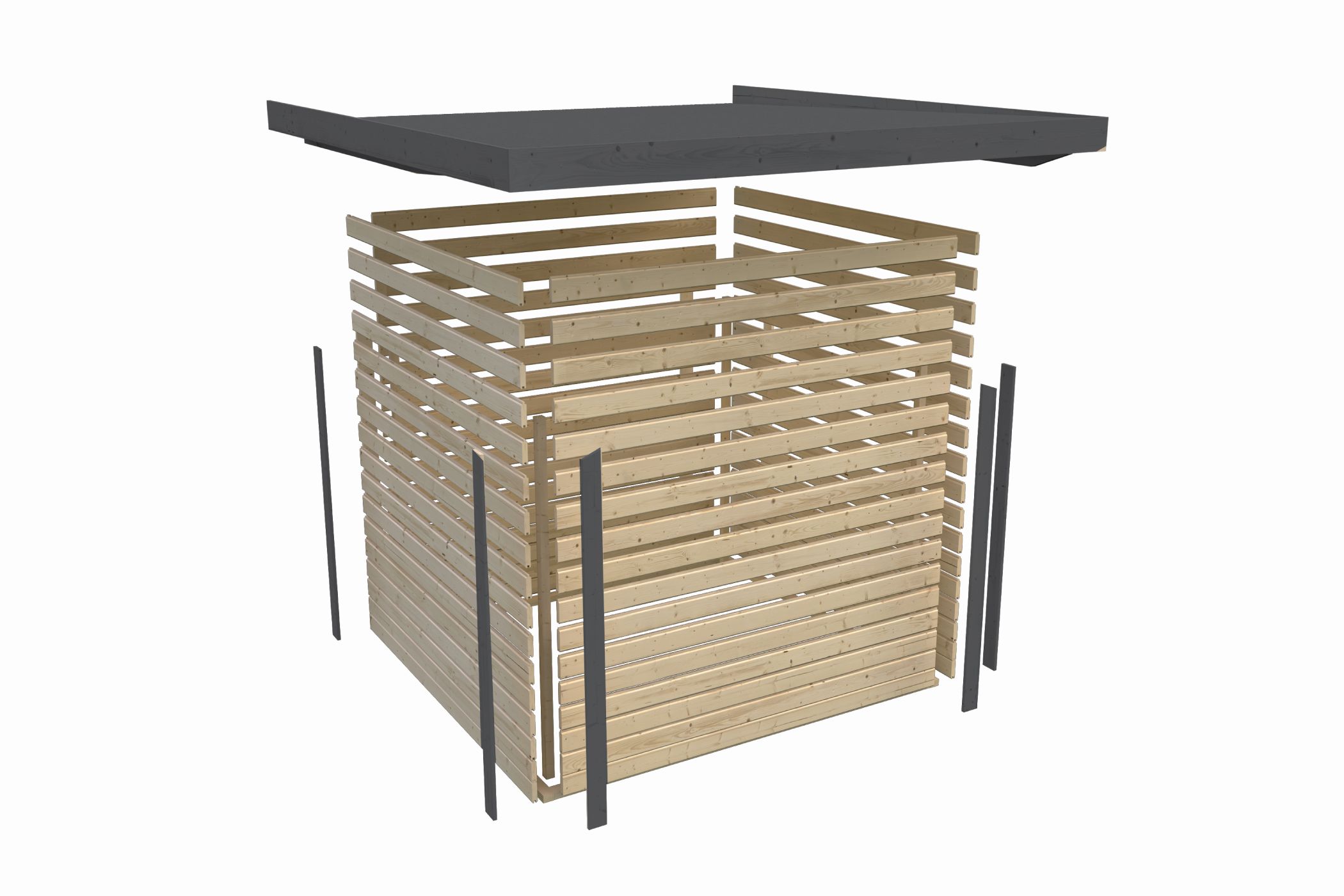 Technische Zeichnung des Karibu Gartenhaus Holz & Metall Jupiter 2