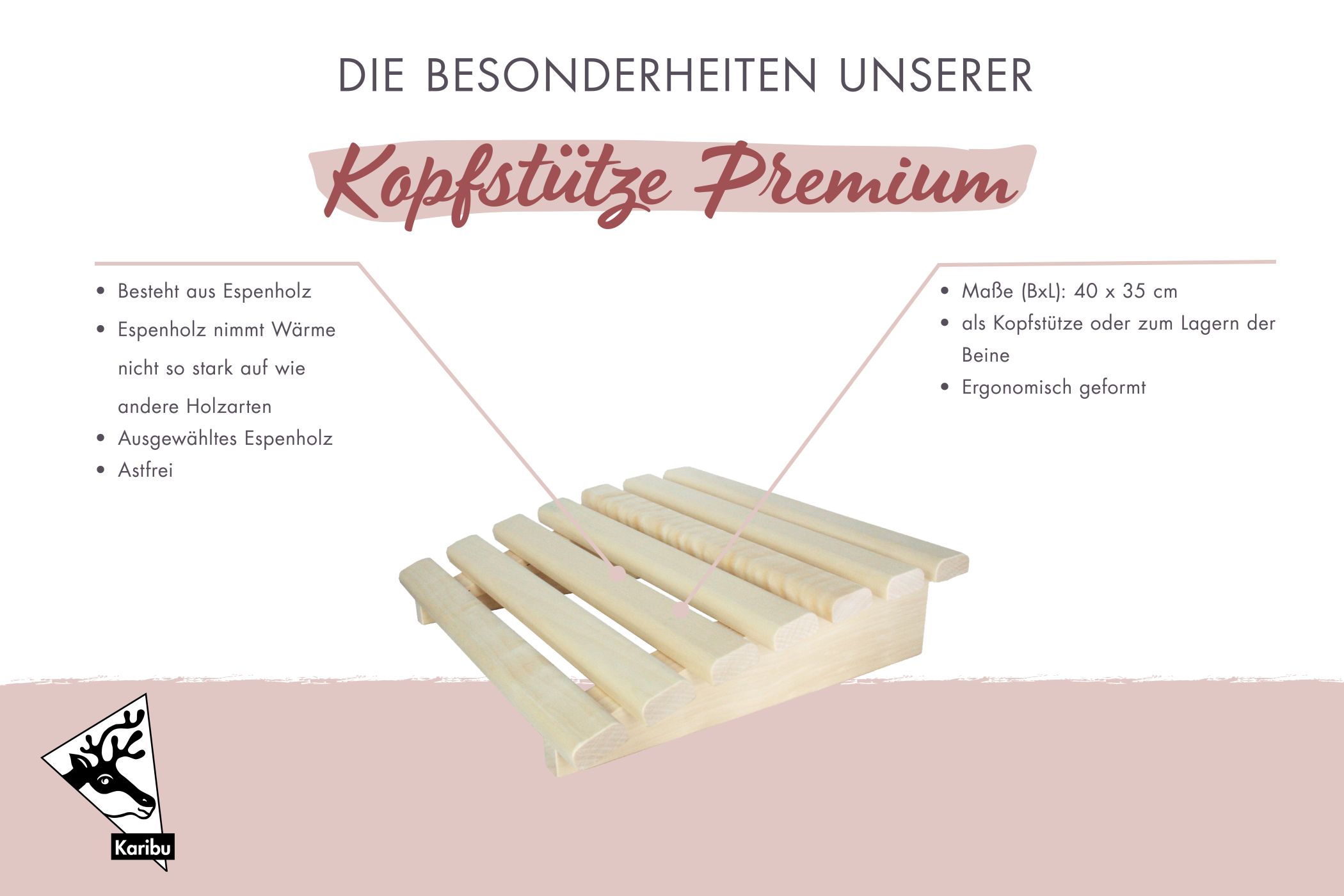 Karibu Kopfstütze Premium aus Holz, im Garten aufgebaut