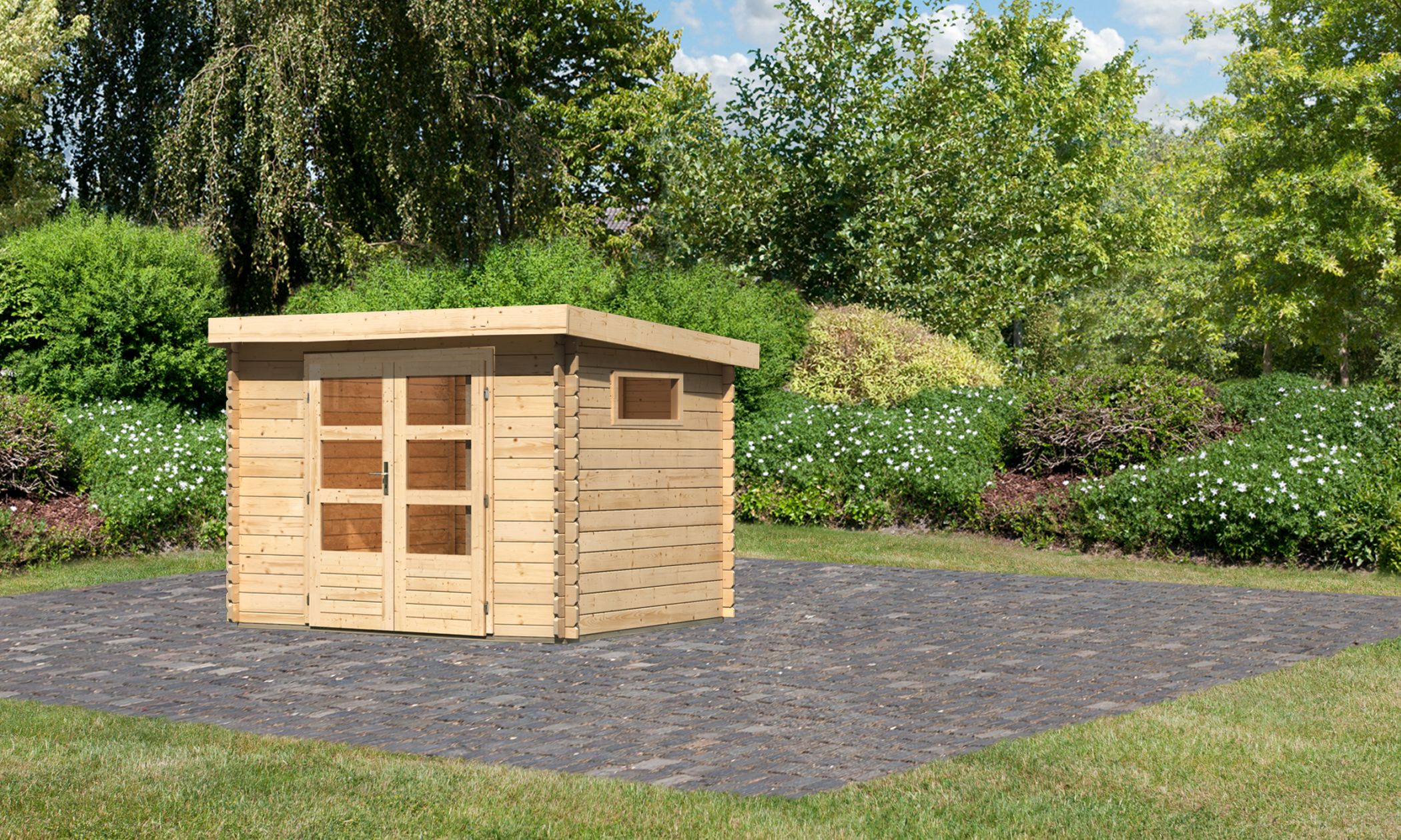 Karibu Gartenhaus Benstrup 3 in Naturbelassen, Außenansicht