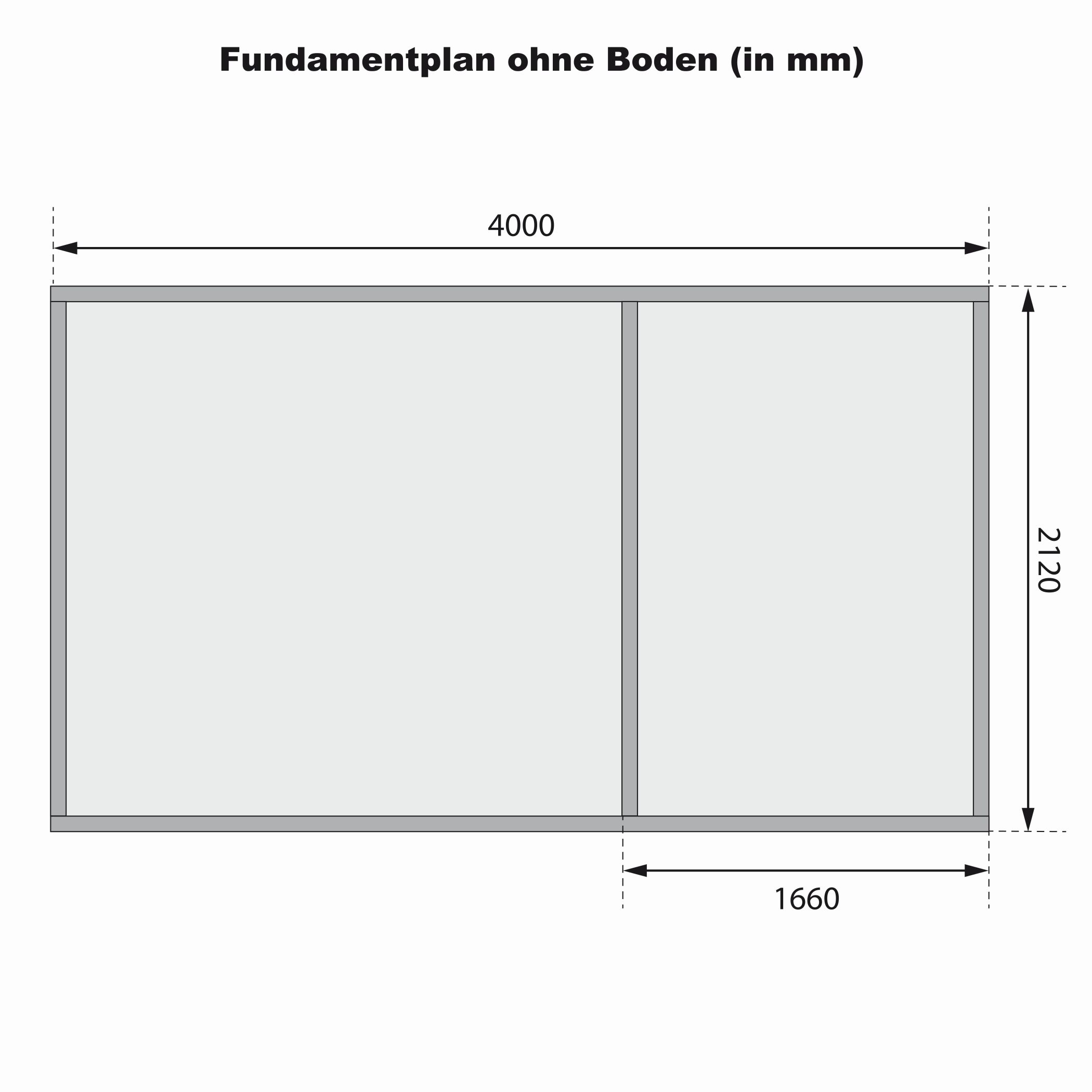 Fundamentplan des Karibu großes Gerätehaus Mühlentrup 1