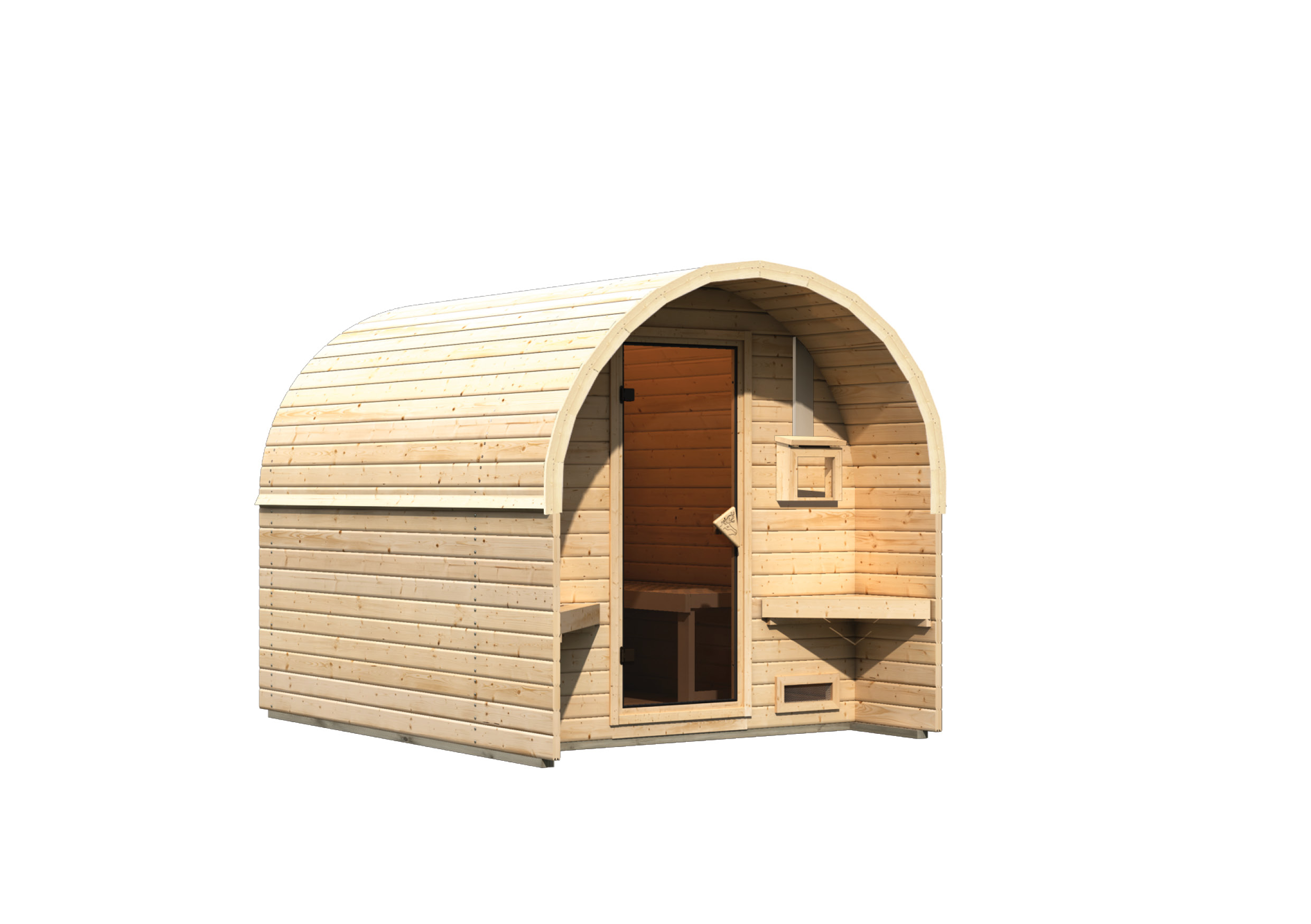 Karibu Fasshaus 2 aus Holz, freigestellt