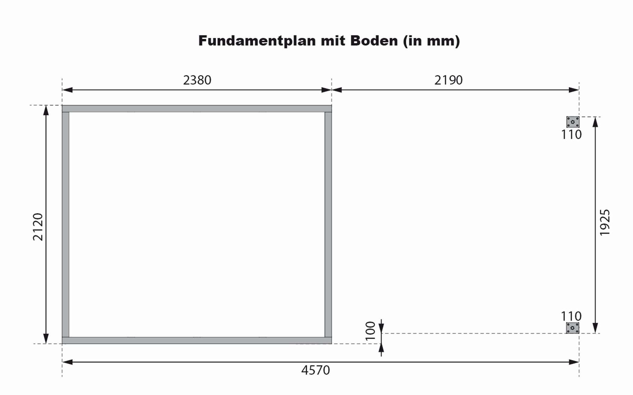 Technische Zeichnung des Karibu Gartenhaus Holz & Metall Jupiter 3