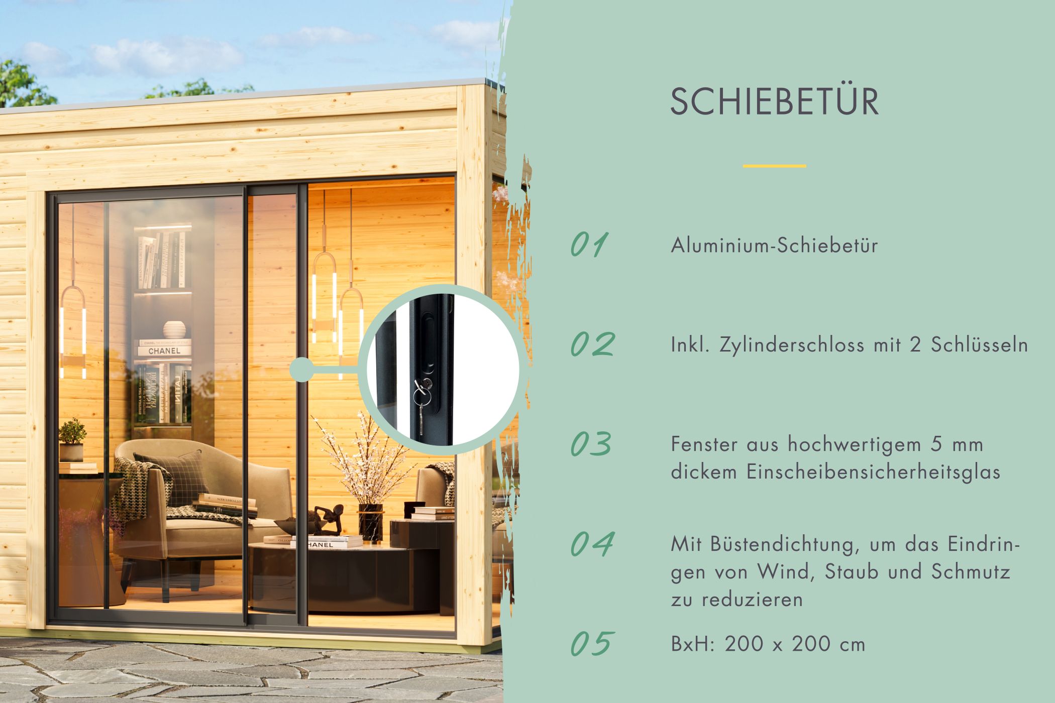 Ausstattungsdetail des Karibu Poolhaus Dice 1