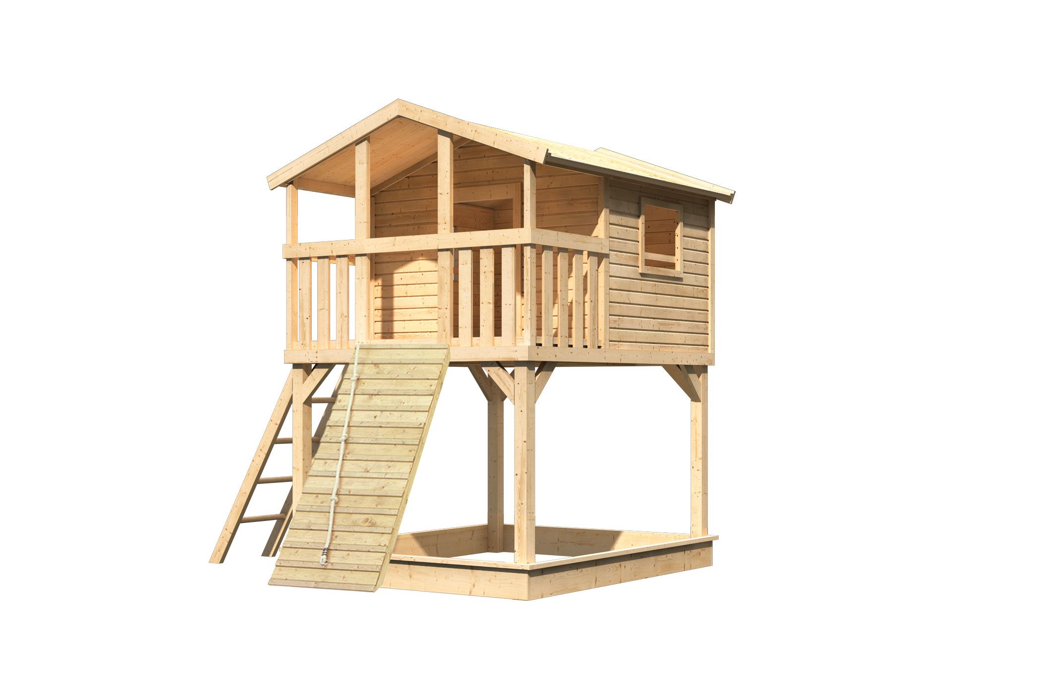 Karibu Stelzenhaus Benjamin aus Holz, freigestellt