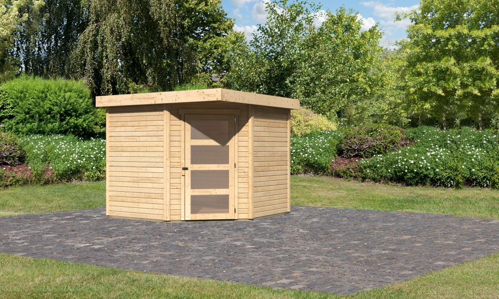 Karibu Gerätehaus Schwandorf 5 in Naturbelassen, Außenansicht