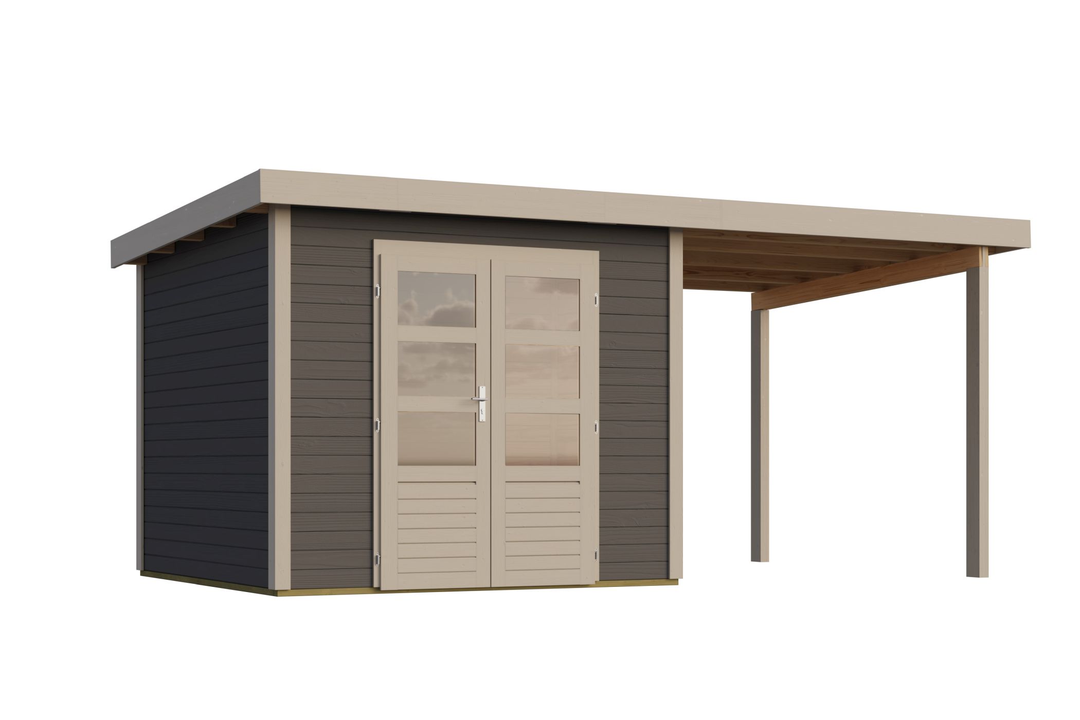 Karibu Gartenhaus Kolbin 6 XXL in Terragrau, Freisteller