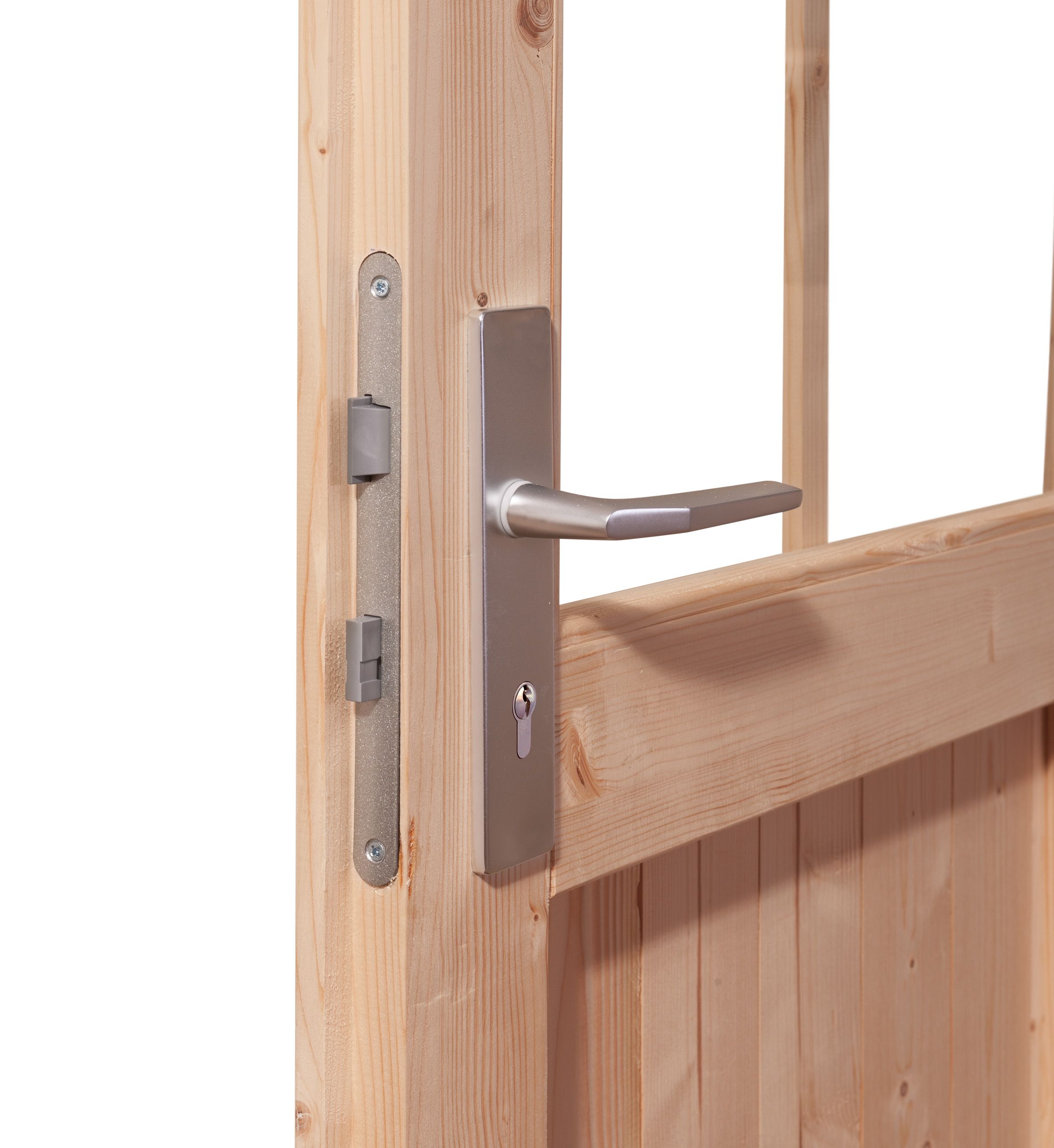 28-mm-Blockbohlenbauweise des Karibu Gartenhaus Kandern 2 mit Nut-und-Feder-Verbindung