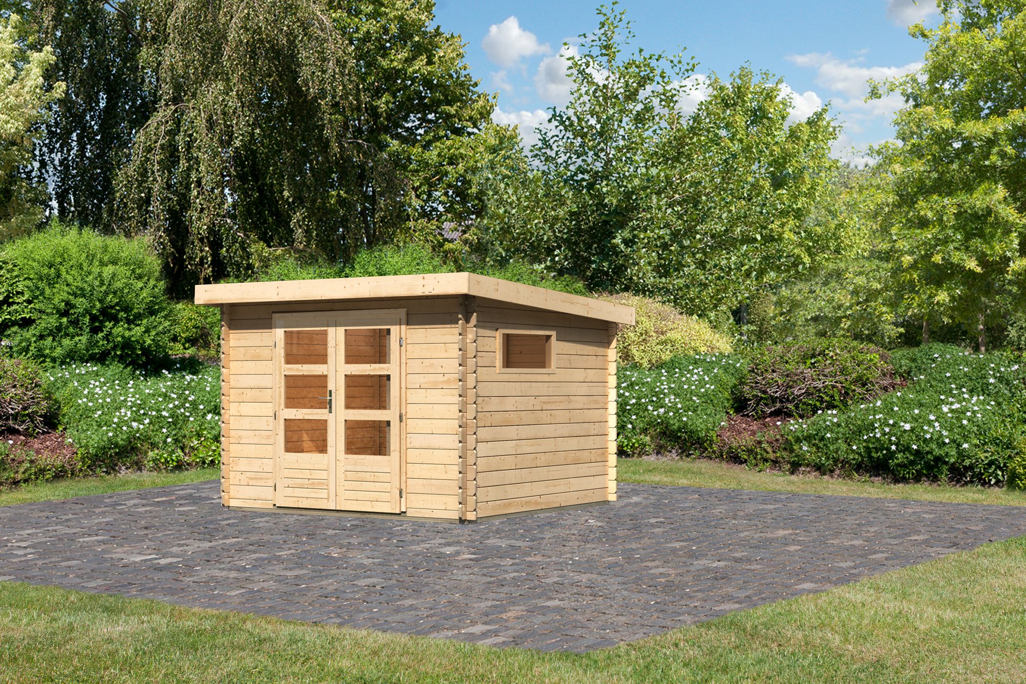 Karibu Gartenhaus Benstrup 5 in Naturbelassen, Außenansicht
