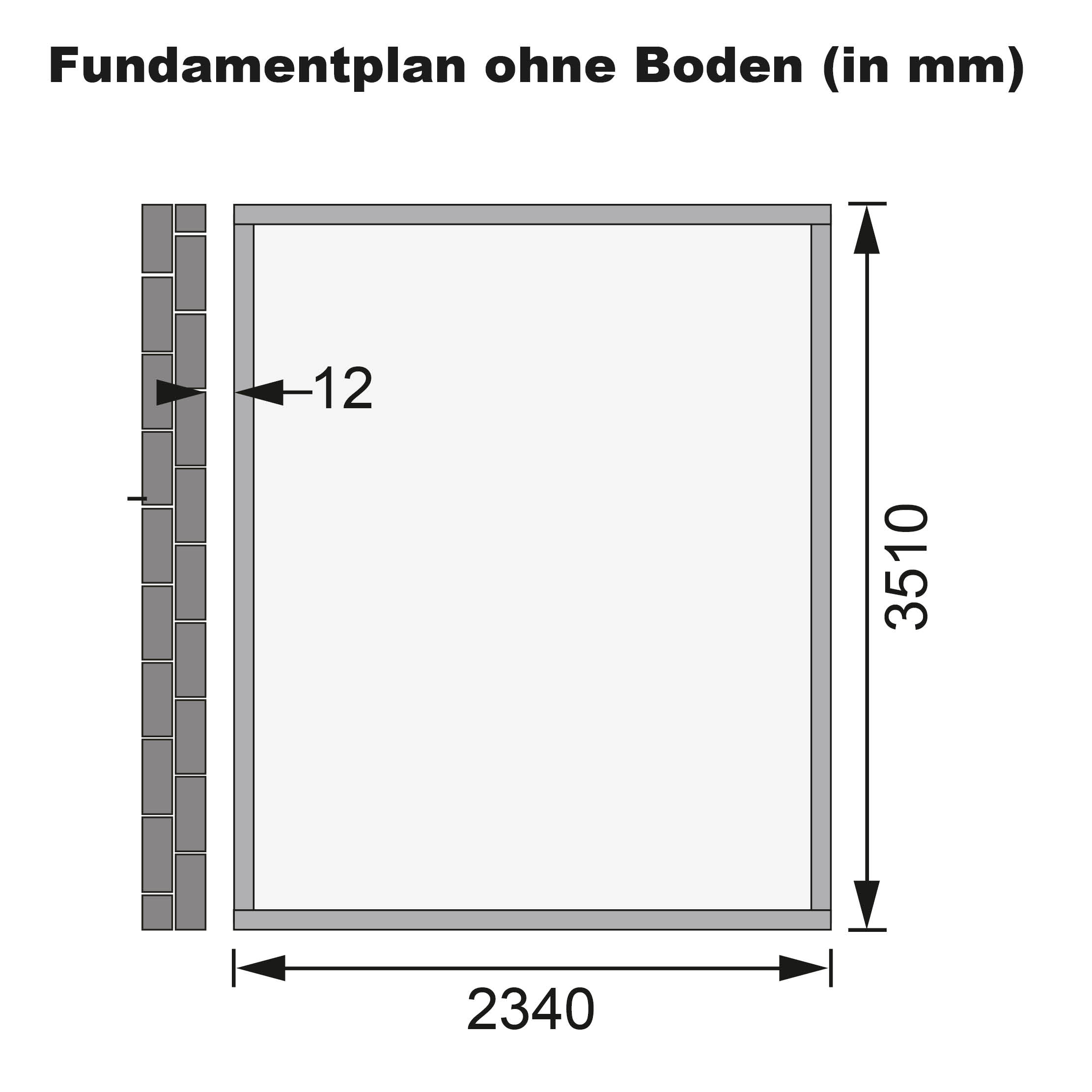 Fundamentplan des Karibu großes Gerätehaus Bomlitz 4
