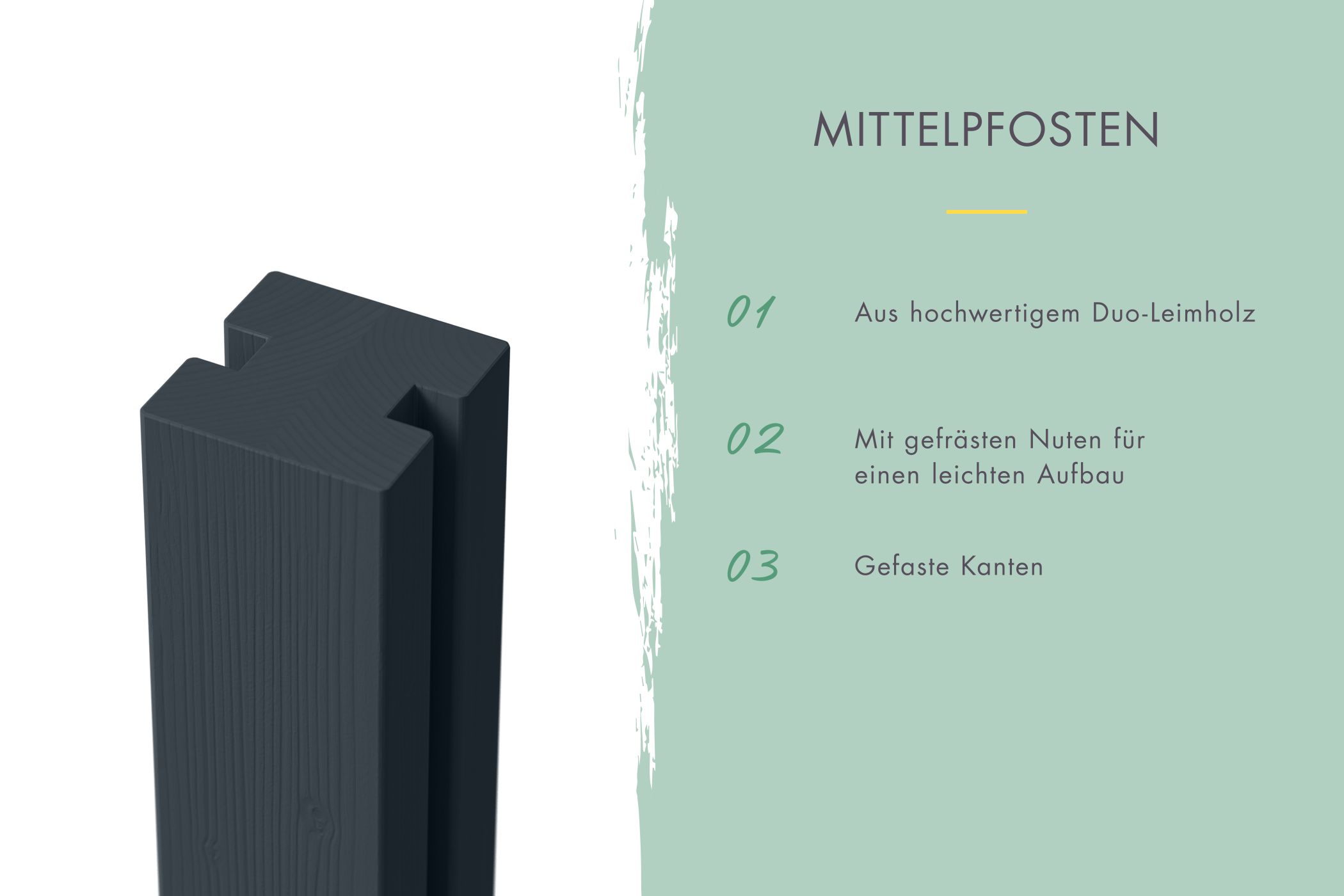 Zaunpfosten Verbindungspfosten anthrazit 9x9x190 cm - Duo-Leimholzpfosten