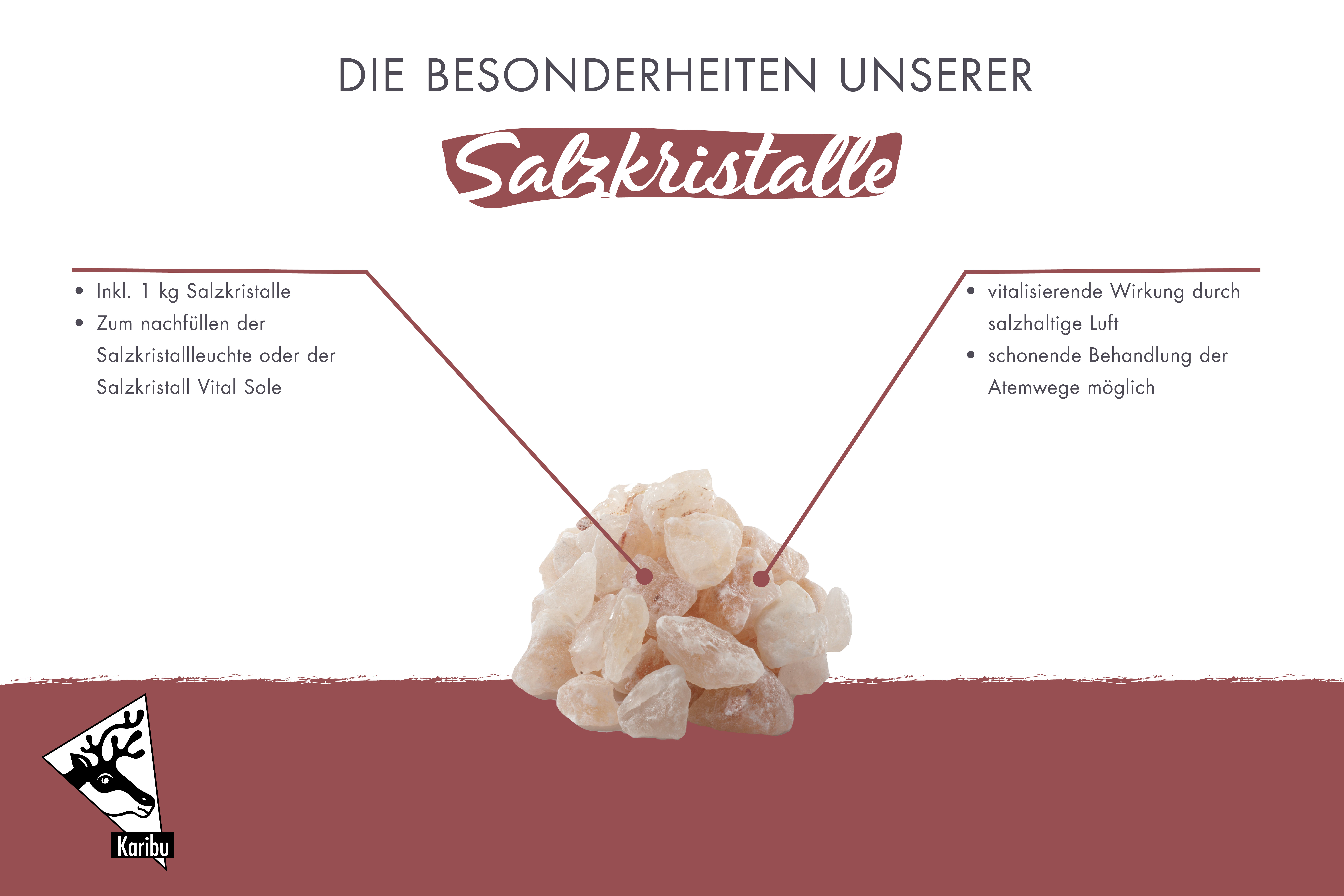 Maßzeichnung der Karibu Salzkristalle mit Bemaßung von Grundfläche und Höhe