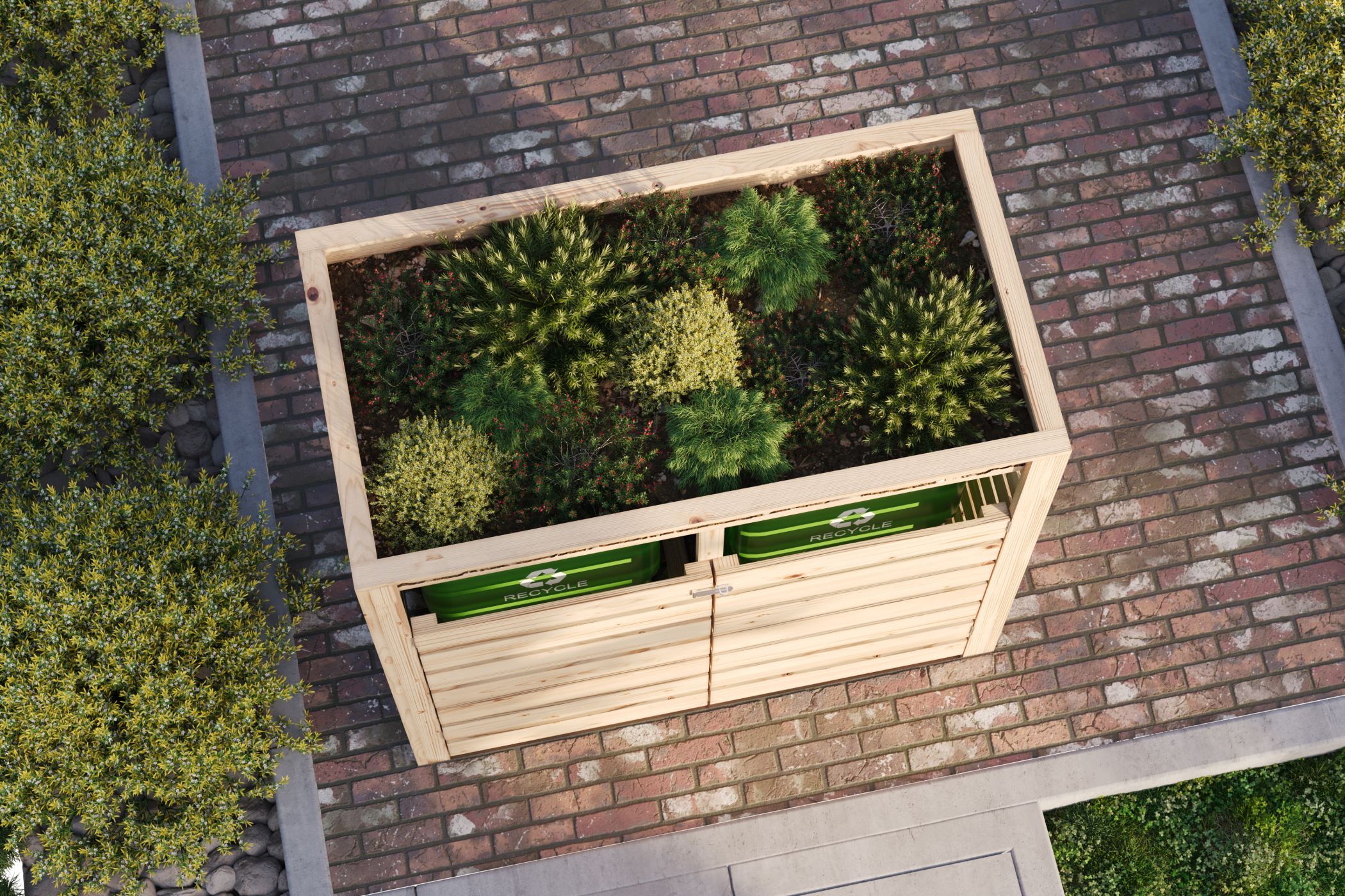 Karibu Mülltonnen Unterstand Mülltonnenbox 1 in Anthrazit im Garten